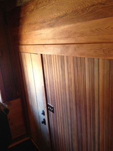 Redwood Paneling and Door