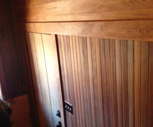 Redwood Paneling and Door